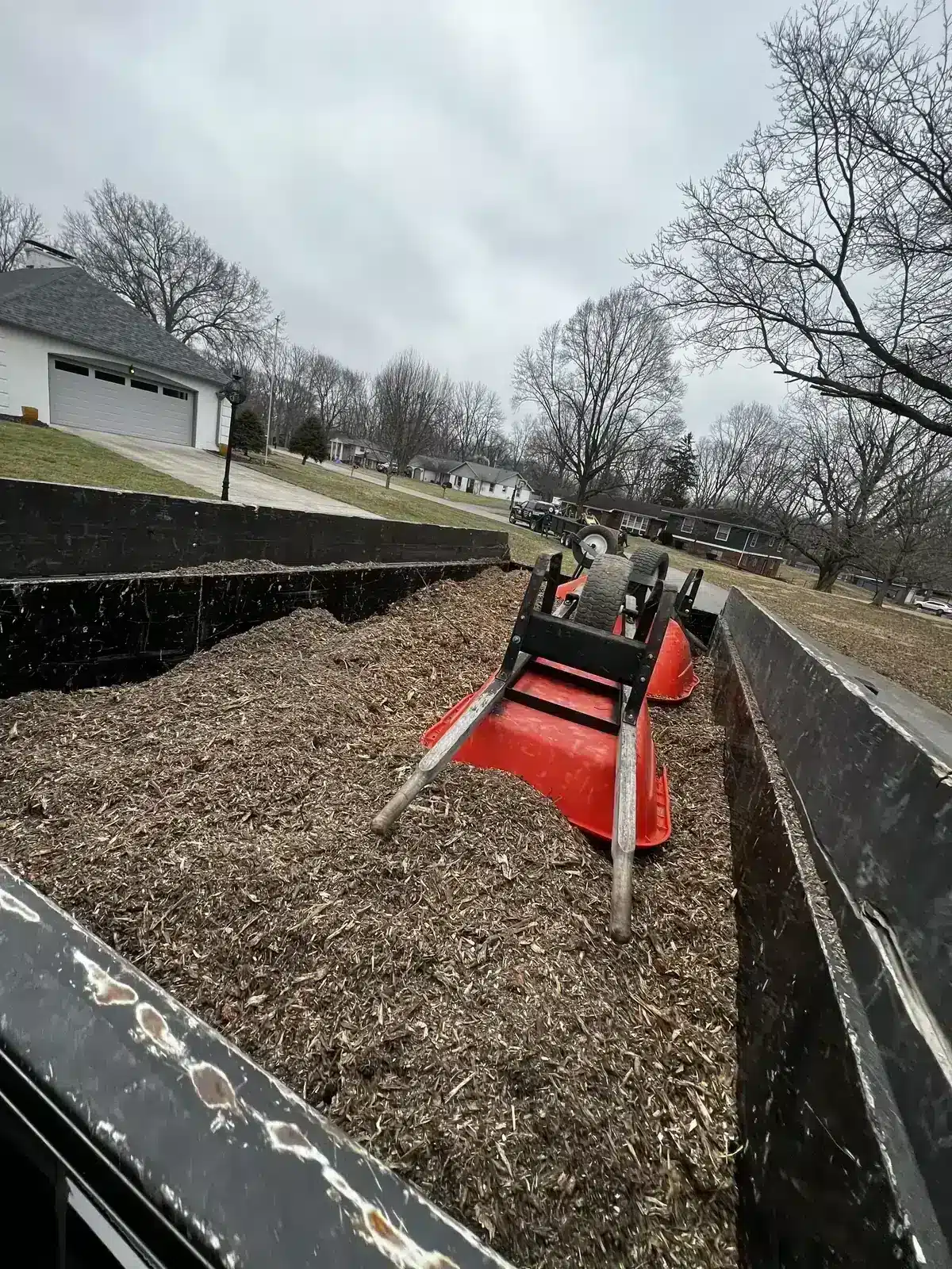 Yard debris loaded for haul-away in Carmel, IN