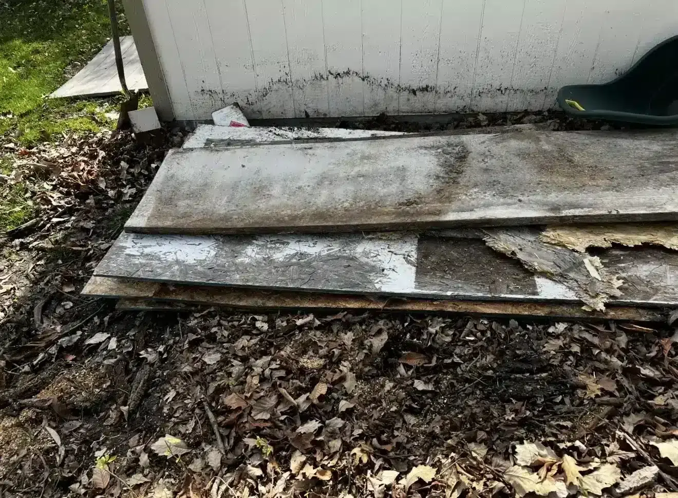 Old plywood and debris ready for pickup in Carmel, IN