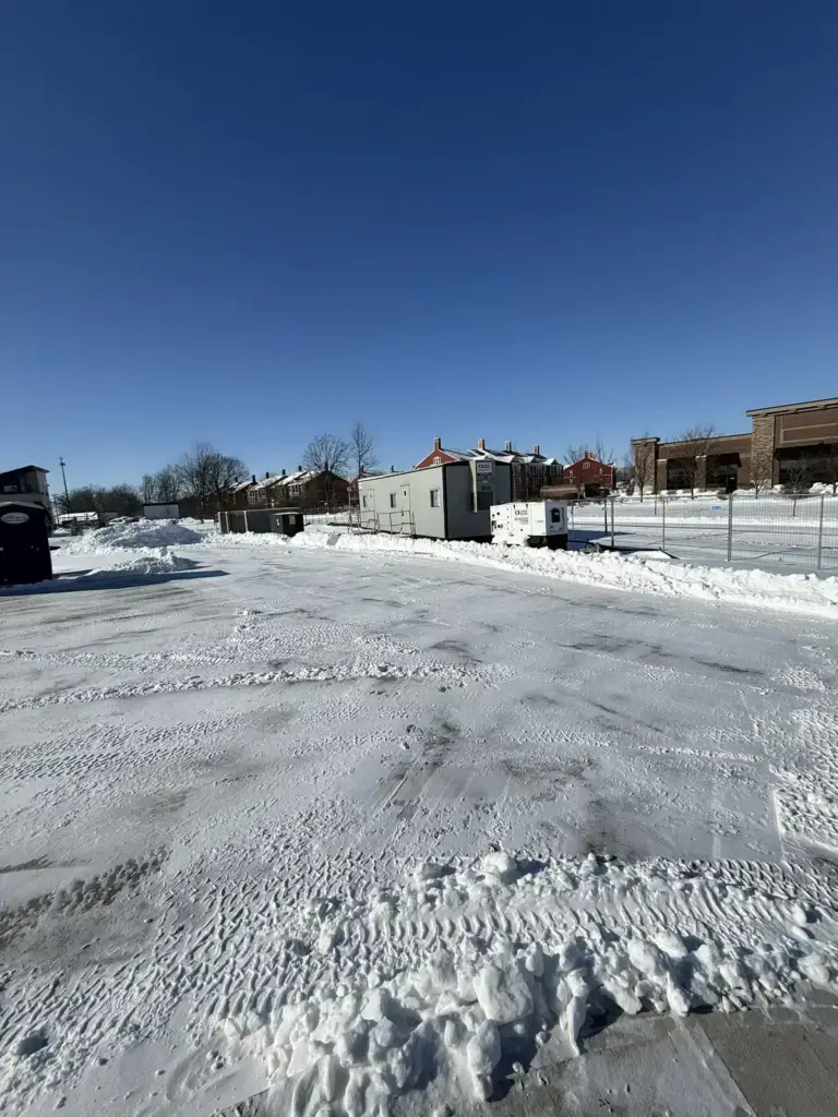 Plowed and salted commercial parking lot in Carmel, IN