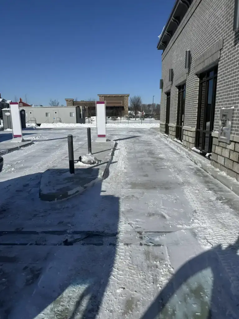 Salted commercial walkway in Carmel, IN