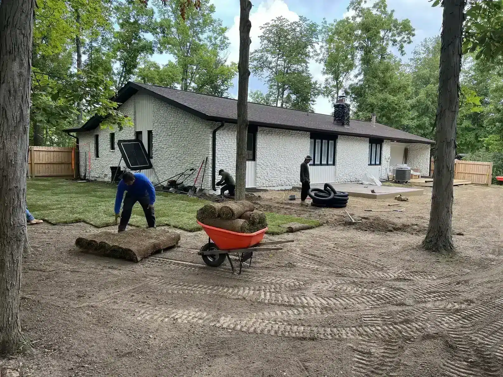 Laying fresh sod at a Carmel home, serving Noblesville, IN